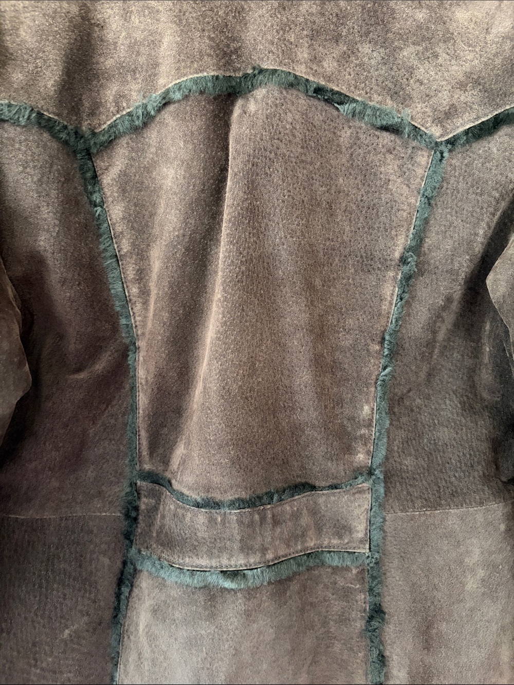 Vintage Giacca Leather Coat Faux Shearling Detail Medium Brown Penny Lane - Picture 12 of 13
